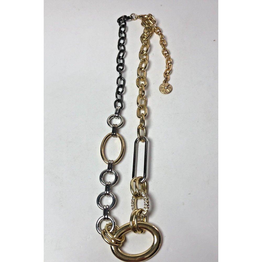 Signed RJG Graziano 18-20" Multicolor Chain Link Necklace Adjustable Crystals - Picture 3 of 5